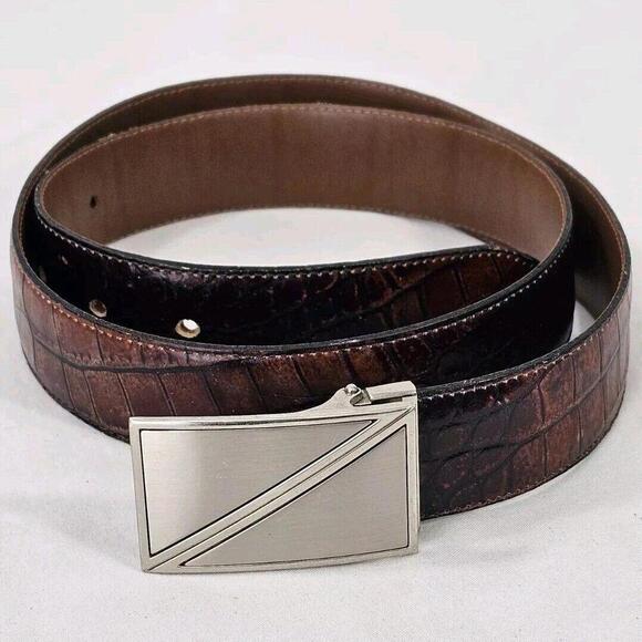 Bench Craft Mens Dress Belt Sz 36 Style 5138 Canada Crock Pattern Brown Leather - Picture 1 of 9
